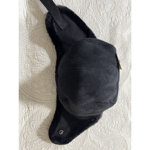 UGG Trapper Hat Black Water Resistant Faux Fur Lined Ear Flap P/M New - Picture 5 of 8